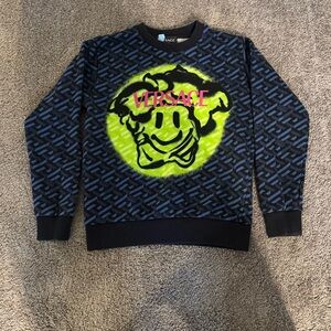 Versace Black and Blue Graphic Sweater